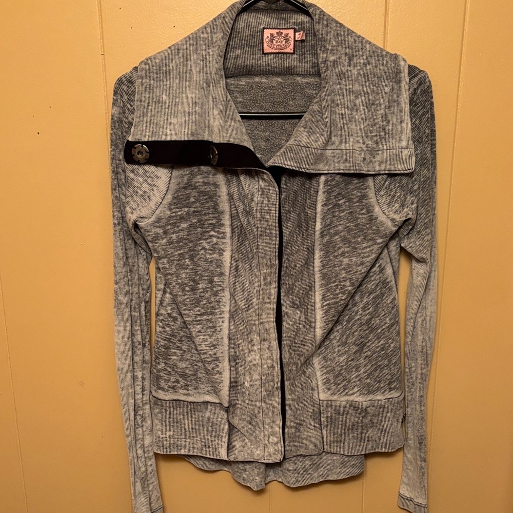 Vintage Juicy Couture Gray Striped Cardigan. Size Medium. EUC. Very soft.
